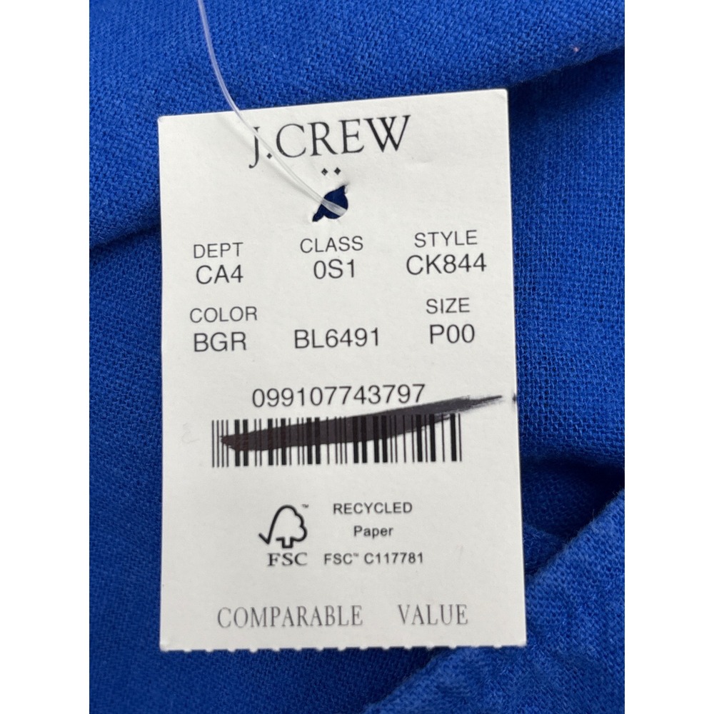 J.Crew Womens Linen Viscose Shift Dress Cobalt Blue Pockets Size P00 NWT CK844 - Picture 9 of 11